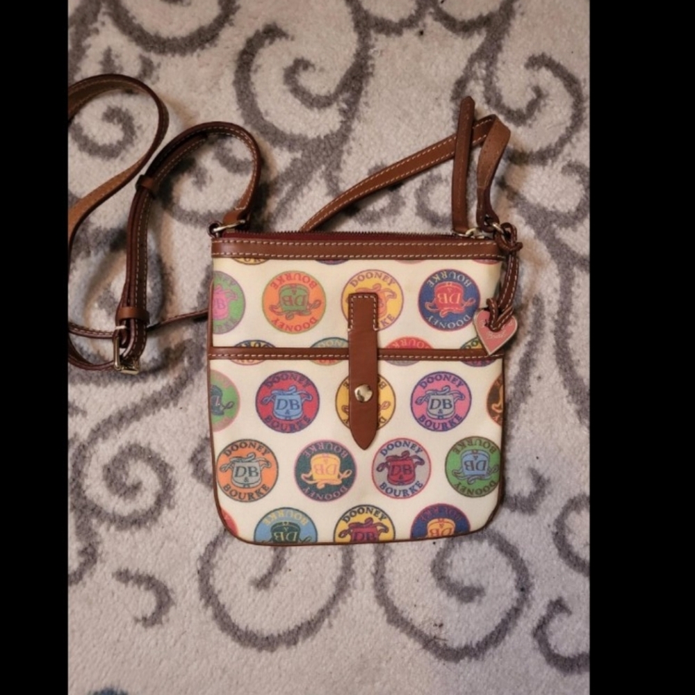 Vintage Dooney & Bourke Brown, Patchwork Style Cr… - image 1